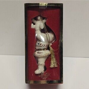 Lenox Santa & Teddy Christmas Ornament VINTAGE IN BOX Santa Claus & Teddy Bear